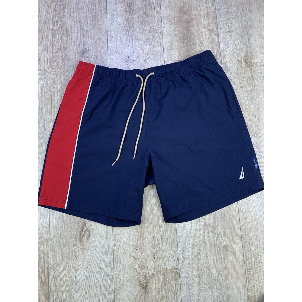 Nautica Navy Blue Mesh Lined Swim Trunks Men's XL Drawstring Closure‎ #TR0404